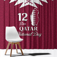 Qatar National Day Window Curtain Dawlat Qatar Map Islamic Pattern - Wonder Print Shop