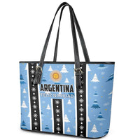 Argentina Christmas Leather Tote Bag Feliz Navidad Sol de Mayo - Wonder Print Shop