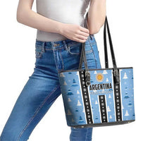 Argentina Christmas Leather Tote Bag Feliz Navidad Sol de Mayo - Wonder Print Shop