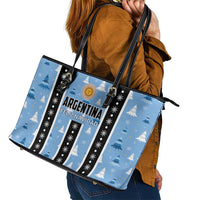 Argentina Christmas Leather Tote Bag Feliz Navidad Sol de Mayo - Wonder Print Shop