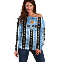 Argentina Christmas Off Shoulder Sweater Feliz Navidad Sol de Mayo - Wonder Print Shop