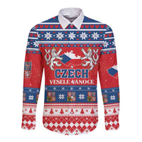 Personalized Czech Republic Christmas Long Sleeve Button Shirt Czechia Vesele Vanoce - Wonder Print Shop