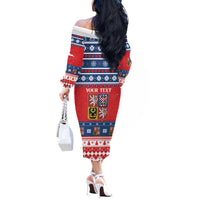 Personalized Czech Republic Christmas Off The Shoulder Long Sleeve Dress Czechia Vesele Vanoce - Wonder Print Shop