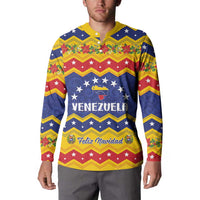 Personalized Venezuela Christmas Button Sweatshirt Feliz Navidad - Wonder Print Shop
