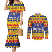 Personalized Venezuela Christmas Couples Matching Mermaid Dress and Long Sleeve Button Shirt Feliz Navidad