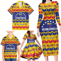 Personalized Venezuela Christmas Family Matching Long Sleeve Bodycon Dress and Hawaiian Shirt Feliz Navidad - Wonder Print Shop