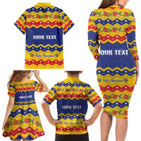 Personalized Venezuela Christmas Family Matching Long Sleeve Bodycon Dress and Hawaiian Shirt Feliz Navidad - Wonder Print Shop