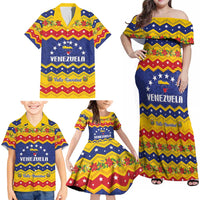 Personalized Venezuela Christmas Family Matching Off Shoulder Maxi Dress and Hawaiian Shirt Feliz Navidad - Wonder Print Shop