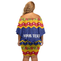 Personalized Venezuela Christmas Family Matching Off Shoulder Short Dress and Hawaiian Shirt Feliz Navidad - Wonder Print Shop