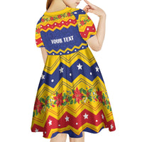Personalized Venezuela Christmas Kid Short Sleeve Dress Feliz Navidad - Wonder Print Shop