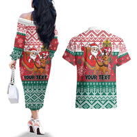 Personalized Hungary Christmas Couples Matching Off The Shoulder Long Sleeve Dress and Hawaiian Shirt Magyarorszag Boldog Karacsonyt - Wonder Print Shop