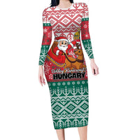 Personalized Hungary Christmas Family Matching Long Sleeve Bodycon Dress and Hawaiian Shirt Magyarorszag Boldog Karacsonyt - Wonder Print Shop
