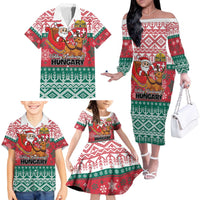 Personalized Hungary Christmas Family Matching Off The Shoulder Long Sleeve Dress and Hawaiian Shirt Magyarorszag Boldog Karacsonyt - Wonder Print Shop