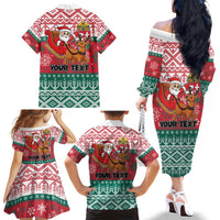 Personalized Hungary Christmas Family Matching Off The Shoulder Long Sleeve Dress and Hawaiian Shirt Magyarorszag Boldog Karacsonyt - Wonder Print Shop