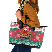 Hungary Christmas Leather Tote Bag Magyarorszag Boldog Karacsonyt - Wonder Print Shop