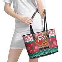 Hungary Christmas Leather Tote Bag Magyarorszag Boldog Karacsonyt - Wonder Print Shop