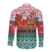 Personalized Hungary Christmas Long Sleeve Button Shirt Magyarorszag Boldog Karacsonyt - Wonder Print Shop