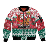 Personalized Hungary Christmas Sleeve Zip Bomber Jacket Magyarorszag Boldog Karacsonyt - Wonder Print Shop