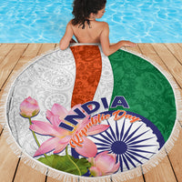 India Republic Day Beach Blanket Lotus Floral Paisley Pattern - Wonder Print Shop