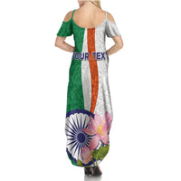 India Republic Day Family Matching Summer Maxi Dress and Hawaiian Shirt Lotus Floral Paisley Pattern - Wonder Print Shop