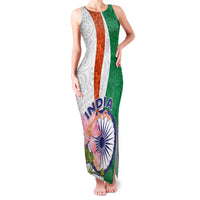 India Republic Day Family Matching Tank Maxi Dress and Hawaiian Shirt Lotus Floral Paisley Pattern - Wonder Print Shop