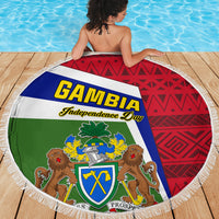 Gambia Independence Day Beach Blanket Coat Of Arms African Pattern - Wonder Print Shop