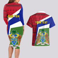 Gambia Independence Day Couples Matching Long Sleeve Bodycon Dress and Hawaiian Shirt Coat Of Arms African Pattern - Wonder Print Shop