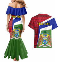 Gambia Independence Day Couples Matching Mermaid Dress and Hawaiian Shirt Coat Of Arms African Pattern - Wonder Print Shop