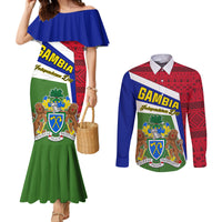 gambia-independence-day-couples-matching-mermaid-dress-and-long-sleeve-button-shirt-coat-of-arms-african-pattern