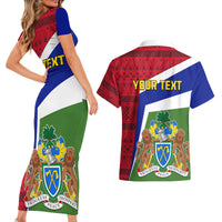 Gambia Independence Day Couples Matching Short Sleeve Bodycon Dress and Hawaiian Shirt Coat Of Arms African Pattern - Wonder Print Shop