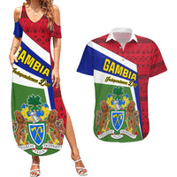 Gambia Independence Day Couples Matching Summer Maxi Dress and Hawaiian Shirt Coat Of Arms African Pattern - Wonder Print Shop