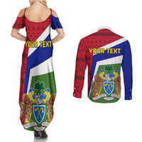 Gambia Independence Day Couples Matching Summer Maxi Dress and Long Sleeve Button Shirt Coat Of Arms African Pattern - Wonder Print Shop