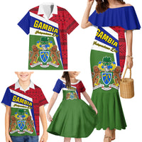 Gambia Independence Day Family Matching Mermaid Dress and Hawaiian Shirt Coat Of Arms African Pattern - Wonder Print Shop