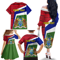 Gambia Independence Day Family Matching Off Shoulder Long Sleeve Dress and Hawaiian Shirt Coat Of Arms African Pattern - Wonder Print Shop