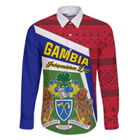 Gambia Independence Day Family Matching Off Shoulder Long Sleeve Dress and Hawaiian Shirt Coat Of Arms African Pattern - Wonder Print Shop