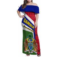 Gambia Independence Day Family Matching Off Shoulder Maxi Dress and Hawaiian Shirt Coat Of Arms African Pattern - Wonder Print Shop