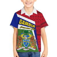 Gambia Independence Day Family Matching Off Shoulder Maxi Dress and Hawaiian Shirt Coat Of Arms African Pattern - Wonder Print Shop