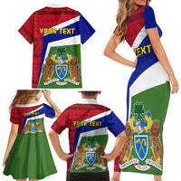 Gambia Independence Day Family Matching Short Sleeve Bodycon Dress and Hawaiian Shirt Coat Of Arms African Pattern - Wonder Print Shop