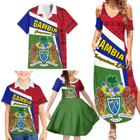 Gambia Independence Day Family Matching Summer Maxi Dress and Hawaiian Shirt Coat Of Arms African Pattern - Wonder Print Shop