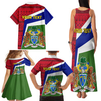 Gambia Independence Day Family Matching Tank Maxi Dress and Hawaiian Shirt Coat Of Arms African Pattern - Wonder Print Shop