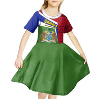 Gambia Independence Day Kid Short Sleeve Dress Coat Of Arms African Pattern - Wonder Print Shop