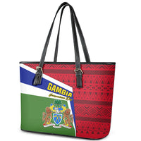 Gambia Independence Day Leather Tote Bag Coat Of Arms African Pattern - Wonder Print Shop