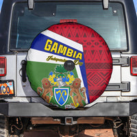 Gambia Independence Day Spare Tire Cover Coat Of Arms African Pattern - Wonder Print Shop