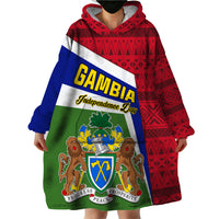 Gambia Independence Day Wearable Blanket Hoodie Coat Of Arms African Pattern - Wonder Print Shop