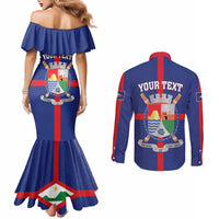 Personalized Sint Eustatius Couples Matching Mermaid Dress and Long Sleeve Button Shirt Statia Superba et Confidens