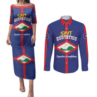 Personalized Sint Eustatius Couples Matching Puletasi and Long Sleeve Button Shirt Statia Superba et Confidens
