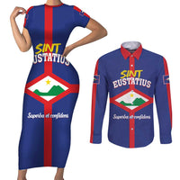 Personalized Sint Eustatius Couples Matching Short Sleeve Bodycon Dress and Long Sleeve Button Shirt Statia Superba et Confidens