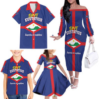 Personalized Sint Eustatius Family Matching Off The Shoulder Long Sleeve Dress and Hawaiian Shirt Statia Superba et Confidens