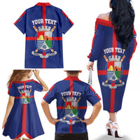Personalized Sint Eustatius Family Matching Off The Shoulder Long Sleeve Dress and Hawaiian Shirt Statia Superba et Confidens