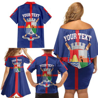 Personalized Sint Eustatius Family Matching Off Shoulder Short Dress and Hawaiian Shirt Statia Superba et Confidens - Wonder Print Shop
